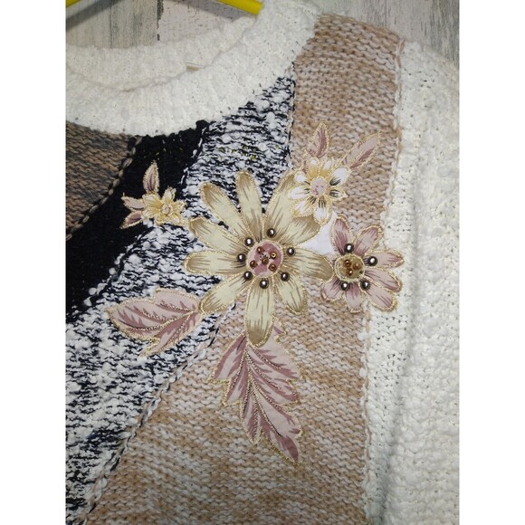 Vintage Needles And Yarn Women’s Small Boucle Sweater Cottagecore Floral - Picture 2 of 5